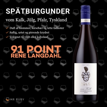 2022 Spätburgunder vom Kalk, Weingut Jülg, Pfalz, Tyskland