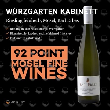 2022 Ürziger Würzgarten Kabinett Feinherb, Karl Erbes, Mosel, Tyskland