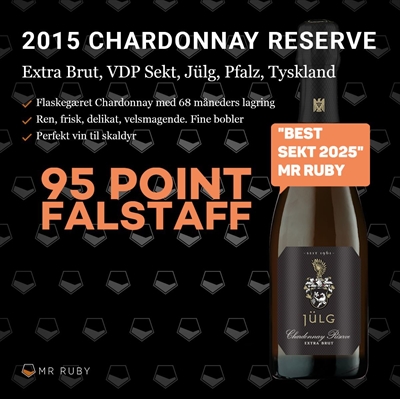 2015 Chardonnay Grande Reserve Brut Nature, Weingut Jülg, Pfalz, Tyskland