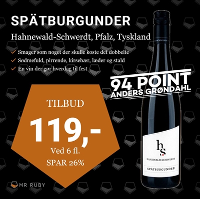 2020 Spätburgunder, Hanewald-Schwerdt, Pfalz, Tyskland