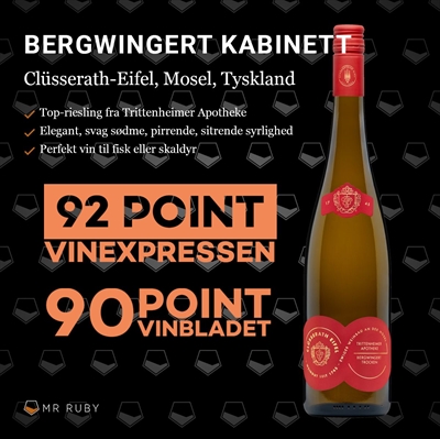 2020 Bergwingert Riesling Kabinett, Clüsserath-Eifel, Mosel, Tyskland