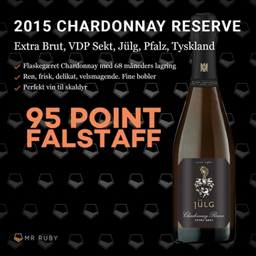 2015 Chardonnay Grande Reserve Brut Nature, Weingut Jülg, Pfalz, Tyskland
