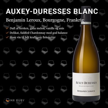 2018 Auxey Duresses Blanc, Benjamin Leroux, Bourgogne, Frankrig