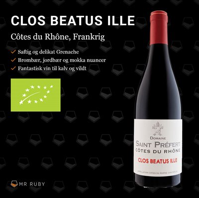 UDSOLGT - 2019 Côtes du Rhône Clos Beatus Ille, Domaine Saint Préfert, Frankrig