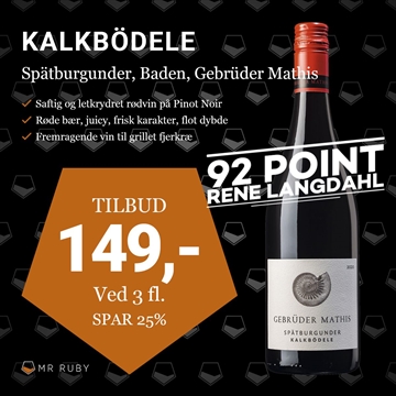 2023 Spätburgunder Kalkbödele, Gebrüder Mathis, Baden, Tyskland