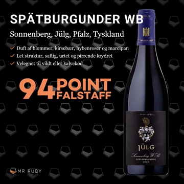 2022 Spätburgunder WB Sonnenberg 1G, Weingut Jülg, Pfalz, Tyskland