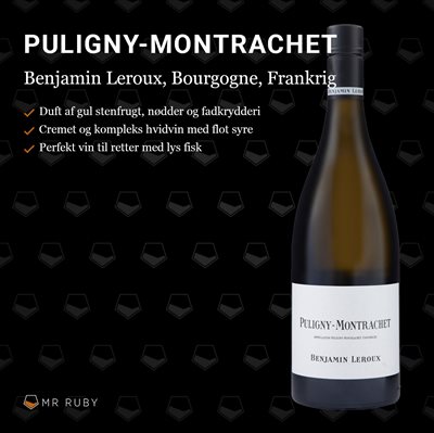 2018 Puligny-Montrachet, Benjamin Leroux, Bourgogne, Frankrig