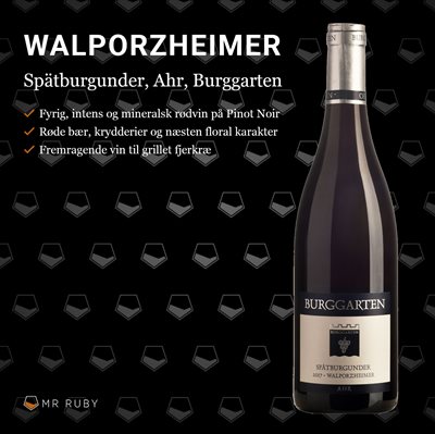 2017 Walporzheimer, Spätburgunder, Weingut Burggarten, Ahr, Tyskland